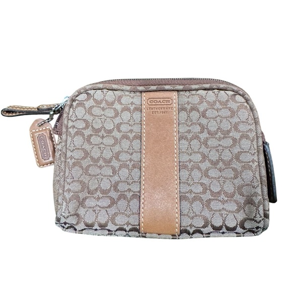 Coach Handbags - Coach Signature Brown and Tan Cosmetic Bag